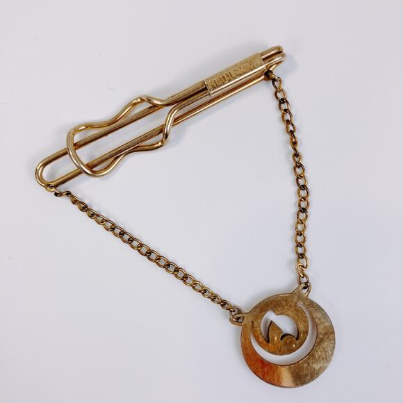 VTG Signed Hadley Tie Bar Chain Mid Century 1950s Men’s Jewelry Gold Tone - Picture 7 of 9
